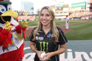 Brittany Force throws first pitch