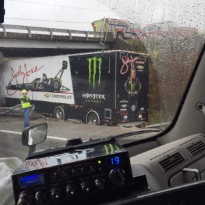 Brittany Force transporter wreck