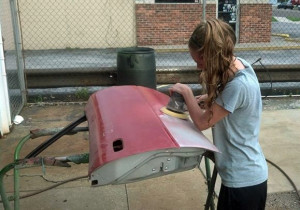 Rachel Kullman hard at work in the shop