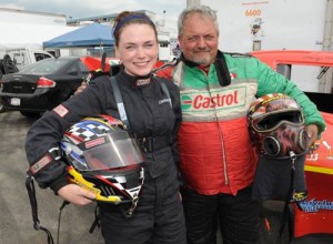 Courtney Mageau and her father at the track