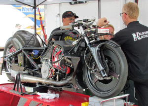 Katie Sullivan's Pro Stock Motorcycle in the pits